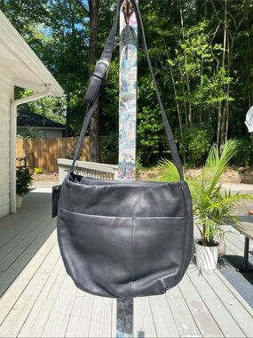 Relativity Black Leather Hobo Shoulder Bag
